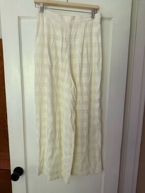 Leica Cream Wide-Leg Textured Pants